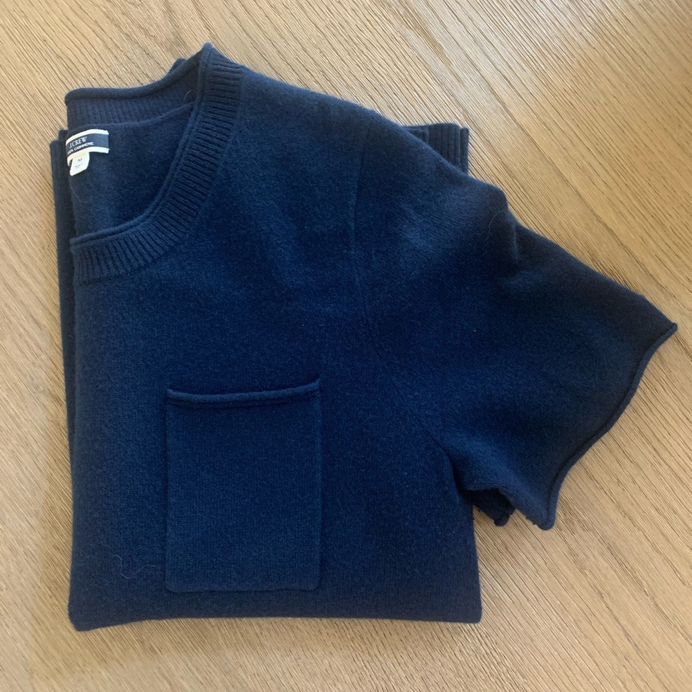 J Crew Cashmere Oversized T Shirt, Size Medium, Navy